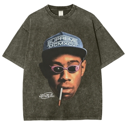 Unisex-Adult Ultra Cotton Washed T-Shirt Graphic CALL ME WHEN YOU GET LOST TEE 