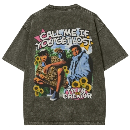 Unisex-Adult Ultra Cotton Washed T-Shirt Graphic CALL ME WHEN YOU GET LOST TEE 