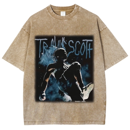 Unisex-Adult Ultra Cotton Washed T-Shirt Graphic TRAVIS_SCOTT_V2 