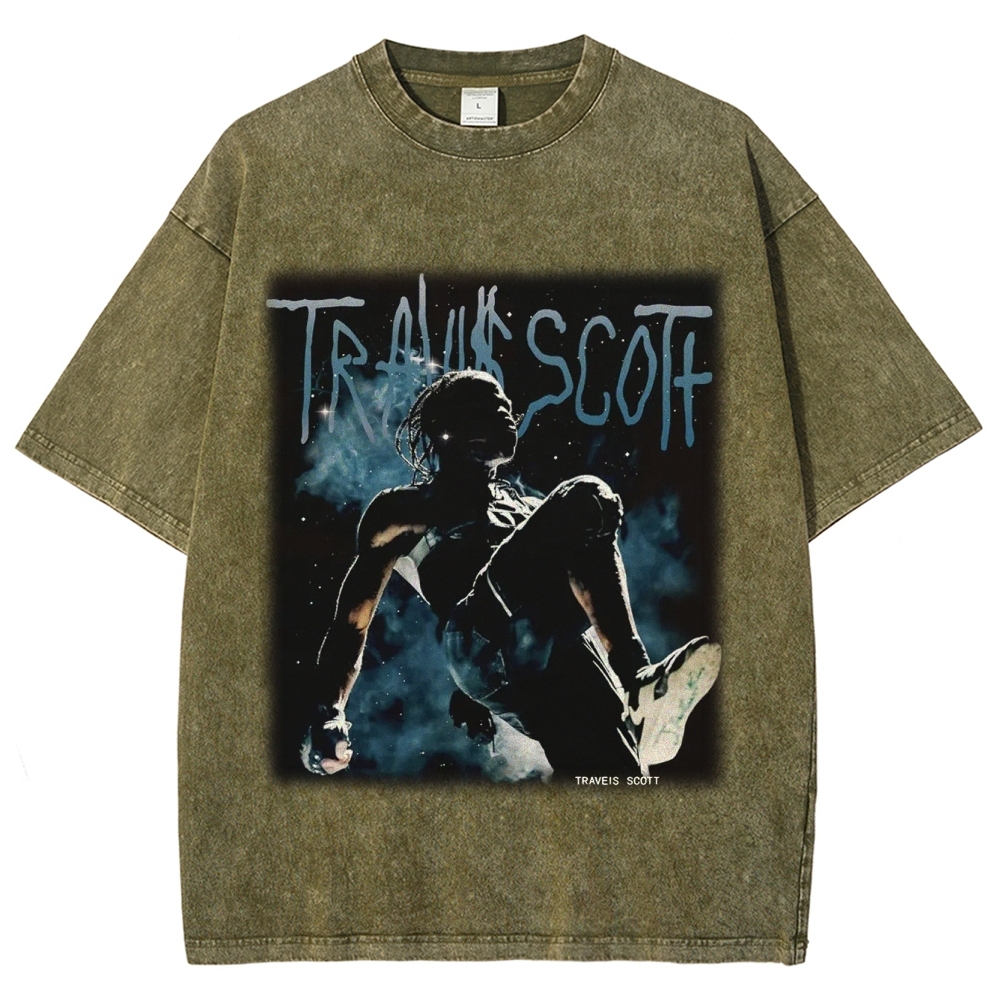 Unisex-Adult Ultra Cotton Washed T-Shirt Graphic TRAVIS_SCOTT_V2 