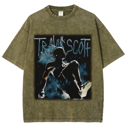 Unisex-Adult Ultra Cotton Washed T-Shirt Graphic TRAVIS_SCOTT_V2 
