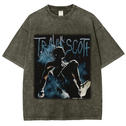 Unisex-Adult Ultra Cotton Washed T-Shirt Graphic TRAVIS_SCOTT_V2 