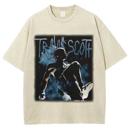 Unisex-Adult Ultra Cotton Washed T-Shirt Graphic TRAVIS_SCOTT_V2 