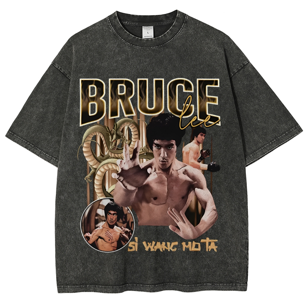 Unisex-Adult Ultra Cotton Washed T-Shirt Graphic  BRUCE LEE TEE 