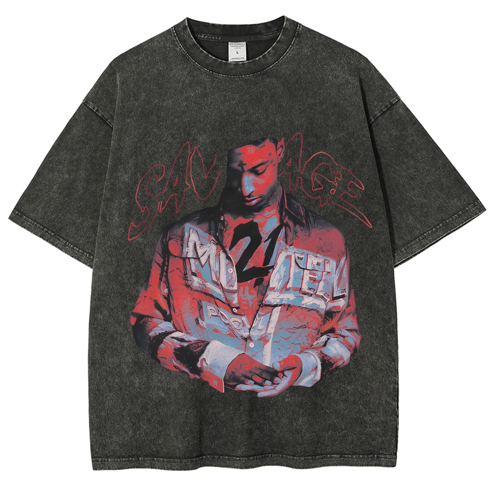 Unisex-Adult Ultra Cotton Washed T-Shirt Graphic 21 SAVAGE SLAUGHTER TAPE TEE 