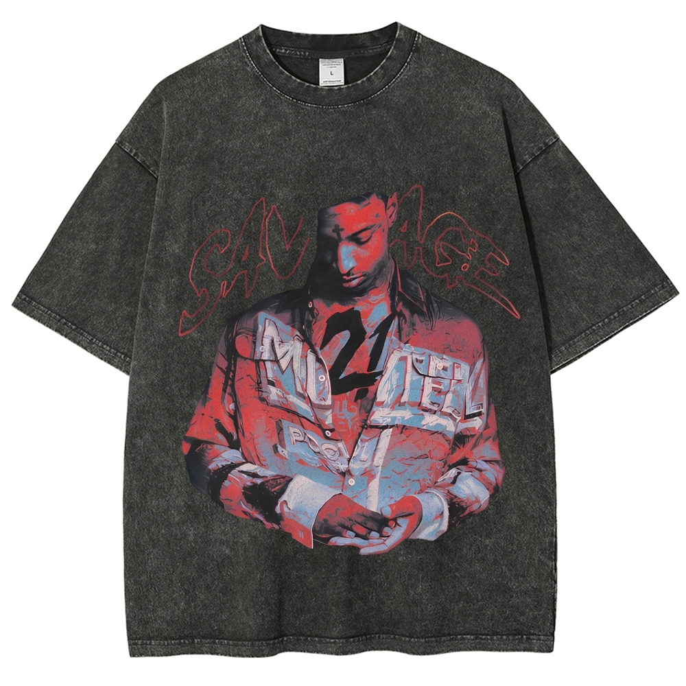 Unisex-Adult Ultra Cotton Washed T-Shirt Graphic 21 SAVAGE SLAUGHTER T