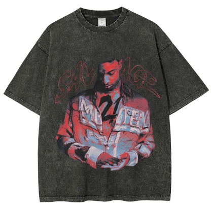 Unisex-Adult Ultra Cotton Washed T-Shirt Graphic 21 SAVAGE SLAUGHTER TAPE TEE 