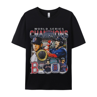Unisex-Adult Ultra Cotton Washed T-Shirt Graphic 2018 WORLD SERIES CHAMPS - RED SOX TEE