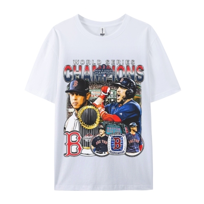 Unisex-Adult Ultra Cotton Washed T-Shirt Graphic 2018 WORLD SERIES CHAMPS - RED SOX TEE