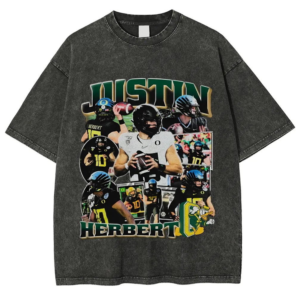 Washed T-Shirt JUSTIN HERBERT OREGON Unisex Ultra Cotton | TIDESENCE