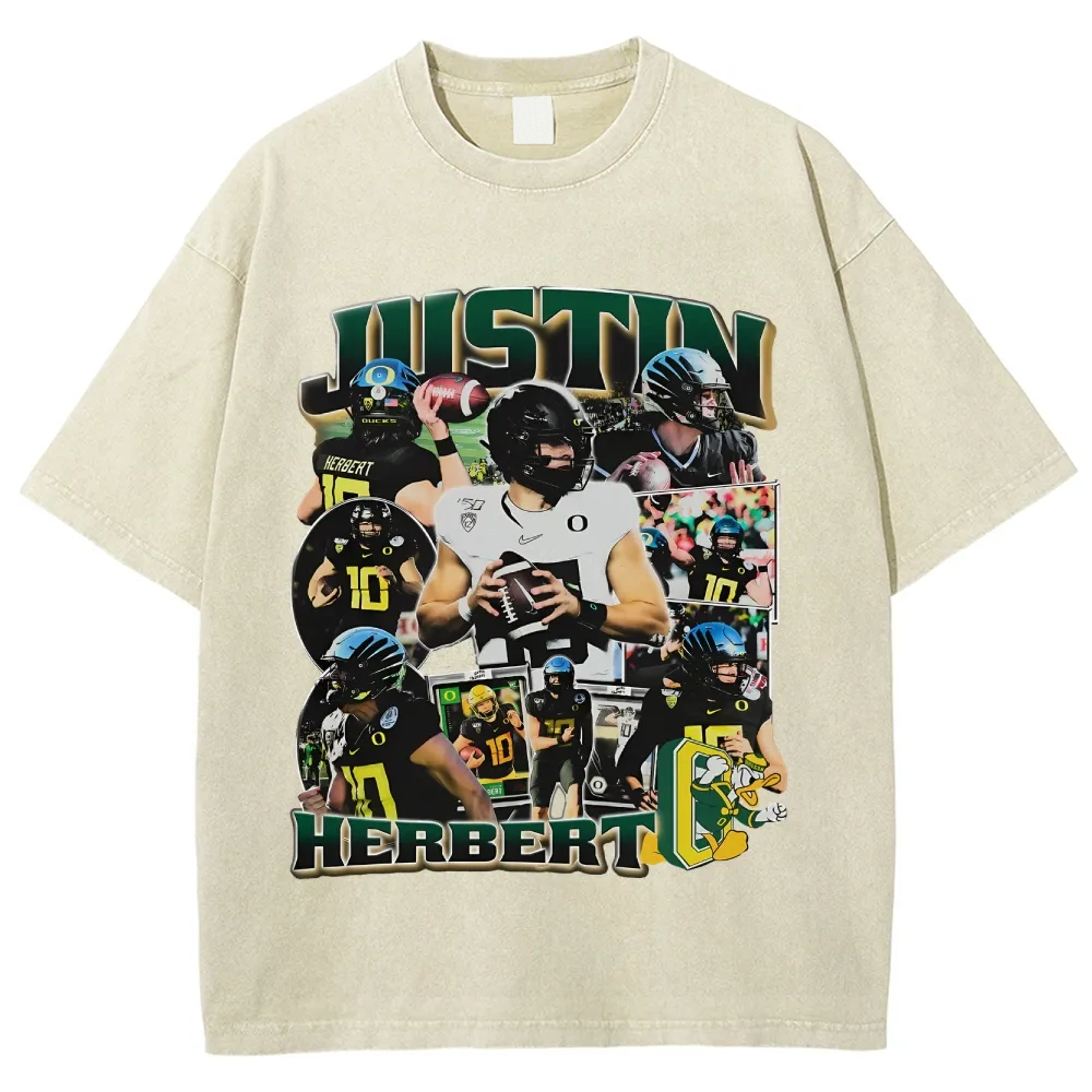 Washed T-Shirt JUSTIN HERBERT OREGON Unisex Ultra Cotton | TIDESENCE