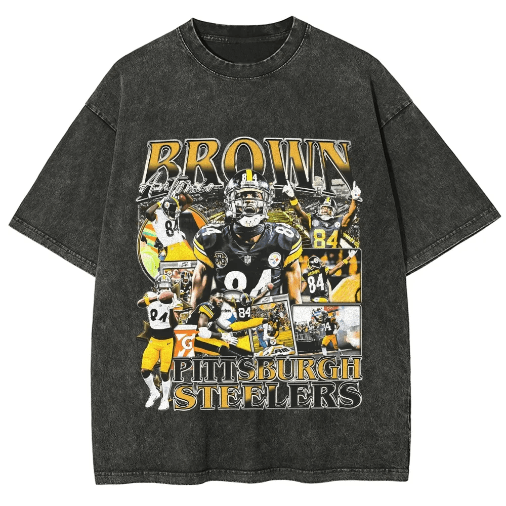 Unisex-Adult Ultra Cotton Washed T-Shirt Graphic ANTONIO BROWN TEE