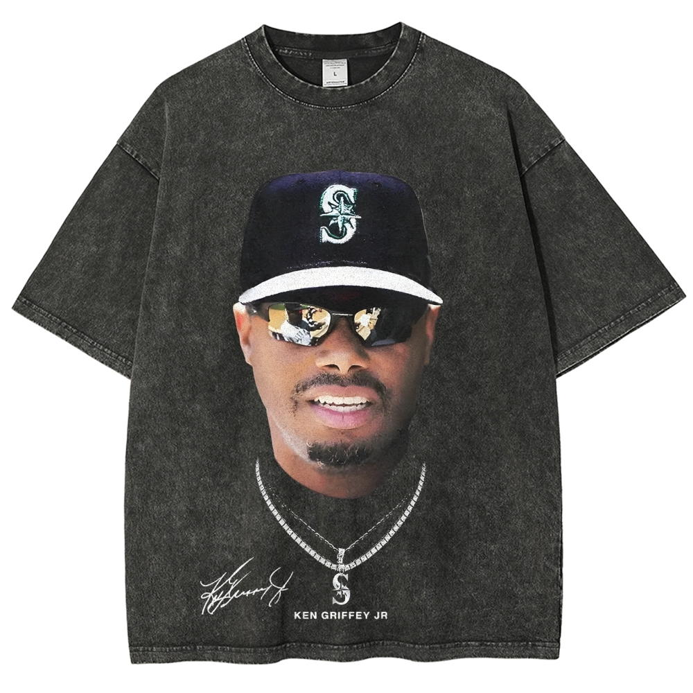 Unisex-Adult Ultra Cotton Washed T-Shirt Graphic KEN GRIFFEY JR TEE 