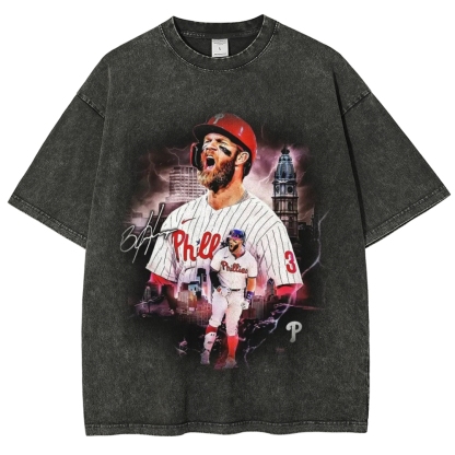 Unisex-Adult Ultra Cotton Washed T-Shirt Graphic BRYCE HARPER V2 TEE 
