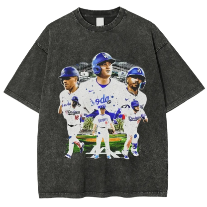 T-Shirt 2024 DODGERS Graphic TEE Unisex-Adult Cotton Washed | TIDESENCE