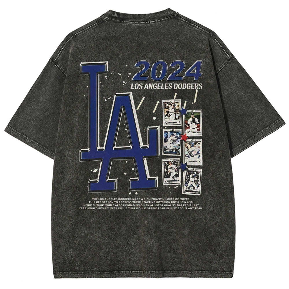 Unisex-Adult Ultra Cotton Washed T-Shirt Graphic  2024 DODGERS TEE 