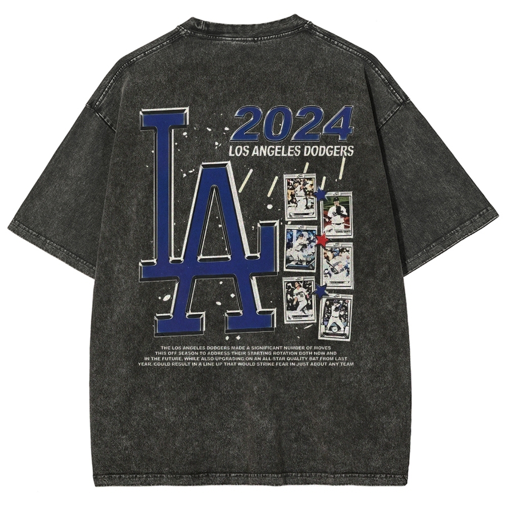 Unisex-Adult Ultra Cotton Washed T-Shirt Graphic  2024 DODGERS TEE 