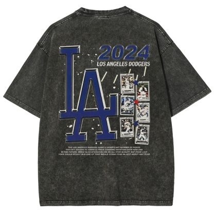Unisex-Adult Ultra Cotton Washed T-Shirt Graphic  2024 DODGERS TEE 