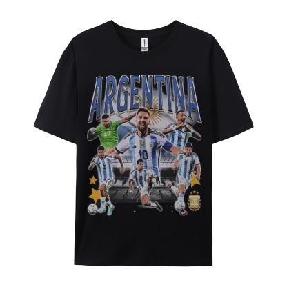 Unisex-Adult Ultra Cotton Washed T-Shirt Graphic 2024 ARGENTINA TEE 