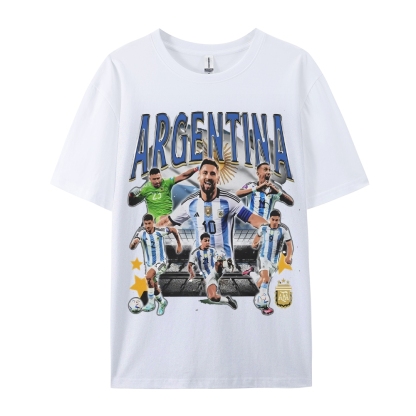 Unisex-Adult Ultra Cotton Washed T-Shirt Graphic 2024 ARGENTINA TEE 