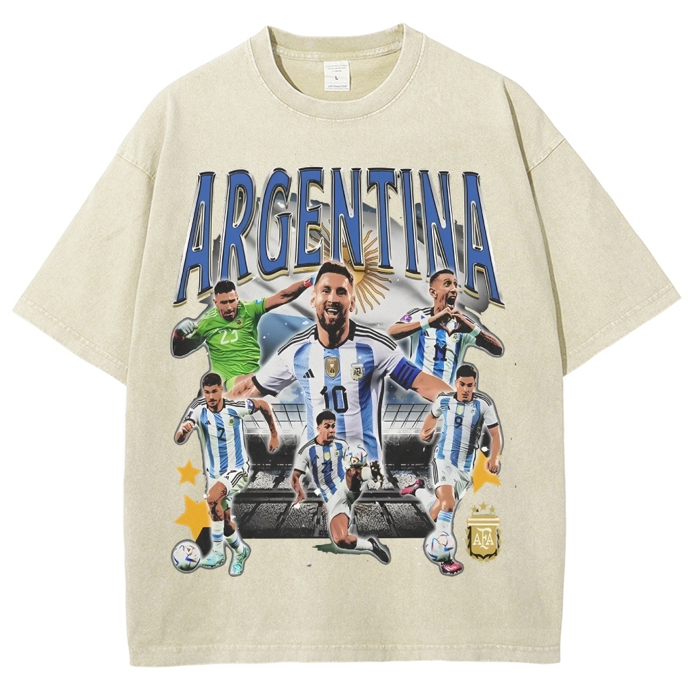 Unisex-Adult Ultra Cotton Washed T-Shirt Graphic 2024 ARGENTINA TEE 