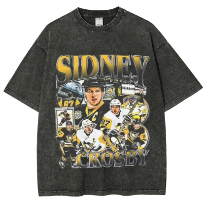 Unisex-Adult Ultra Cotton Washed T-Shirt Graphic  SIDNEY CROSBY TEE 
