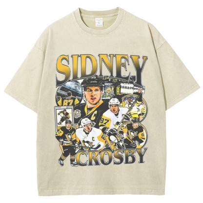 Unisex-Adult Ultra Cotton Washed T-Shirt Graphic  SIDNEY CROSBY TEE 