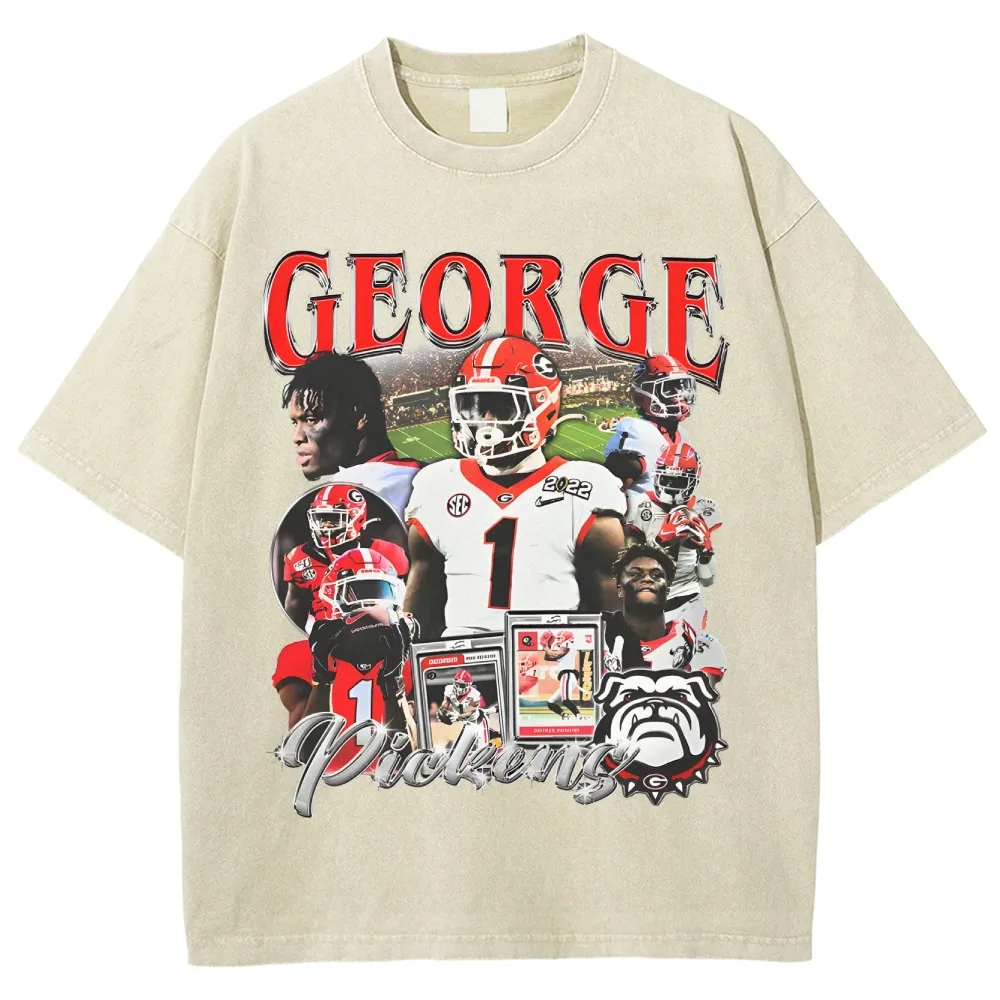 T-Shirt GEORGE PICKENS - UGA TEE Unisex-Adult Cotton Washed | TIDESENCE
