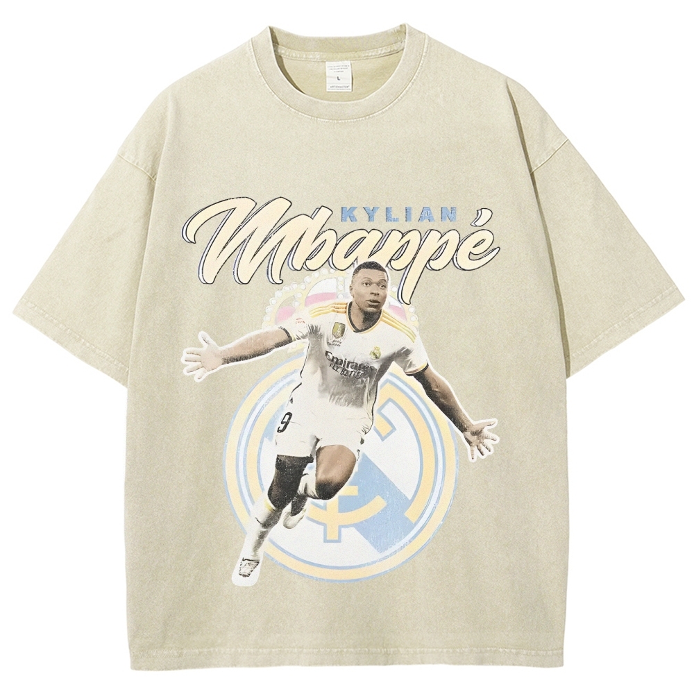 Unisex-Adult Ultra Cotton Washed T-Shirt Graphic  MBAPPE - REAL MADRID TEE 