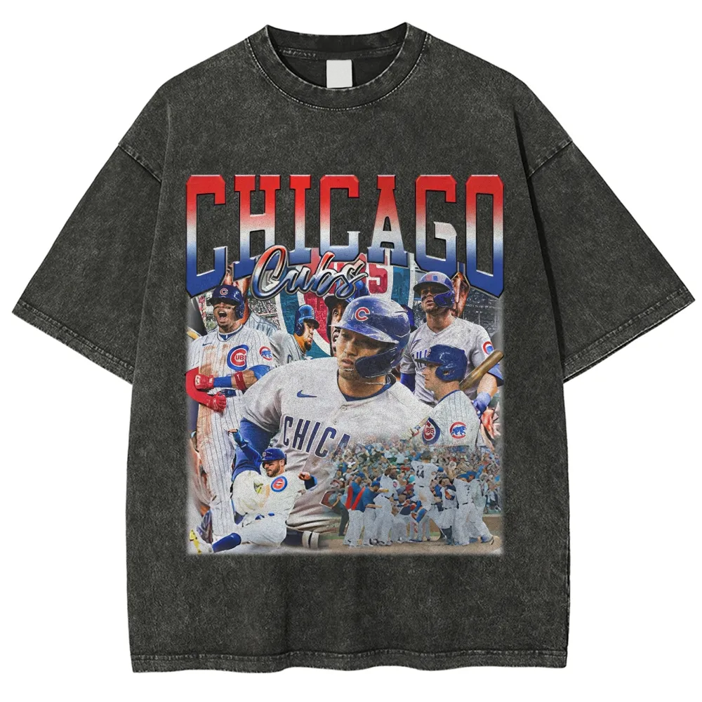 T-Shirt CHICAGO CUBS BASEBALL TEE Unisex Fit Washed Outdoor | TIDESENCE