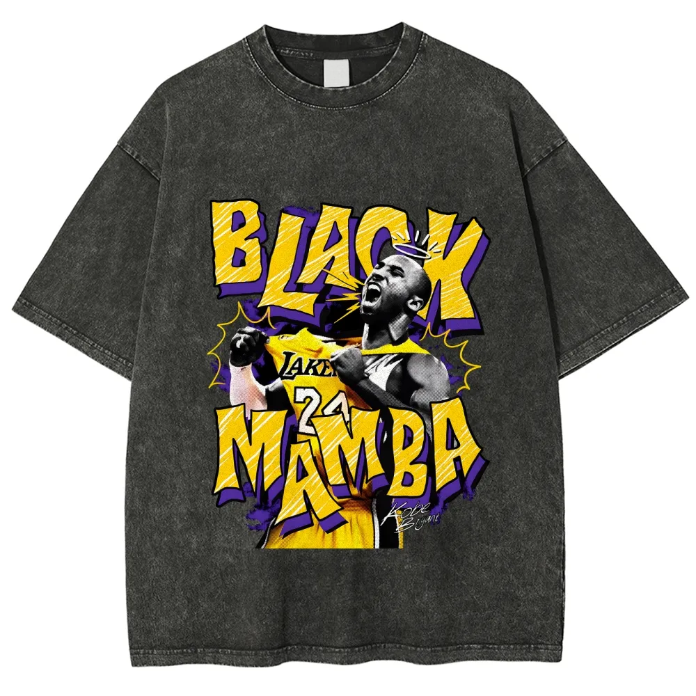 T-Shirt KOBE Unisex Fit Washed TEE Crew Neck Daily Outdoor | TIDESENCE