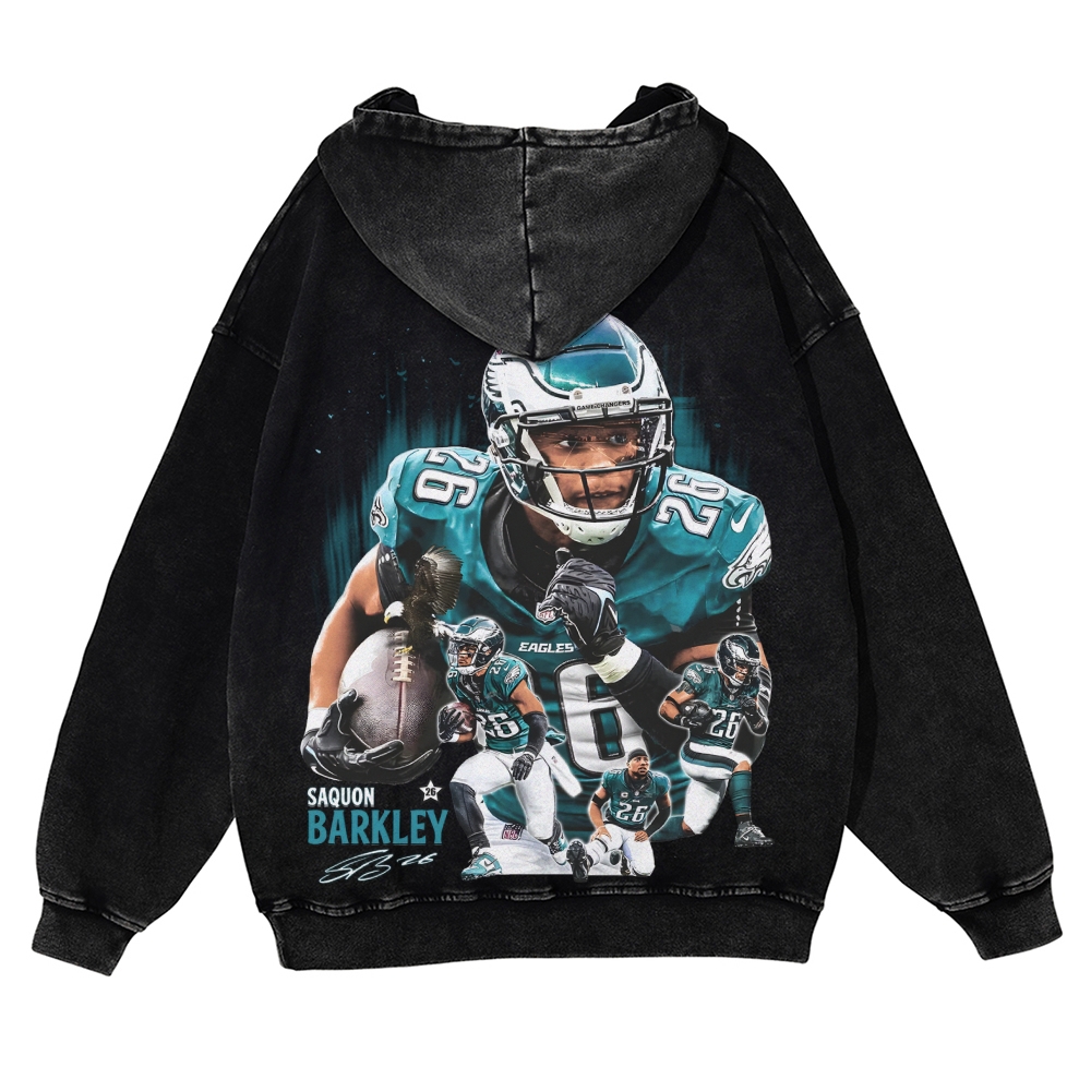 Unisex Fashion Hoodie Oversize Figured Philadelphia Eagles Casual Washed