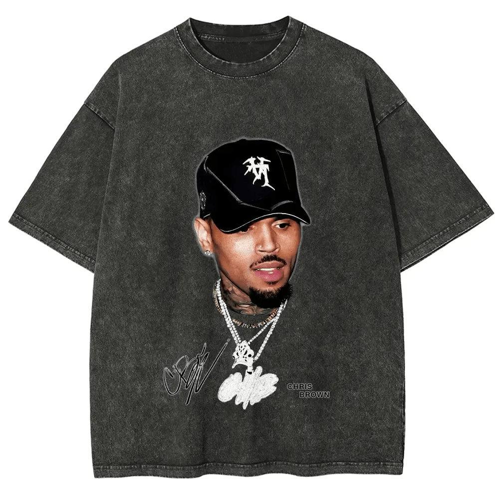 T-Shirt Chris Brown Unisex Fit Washed Daily Outdoor Sports | TIDESENCE