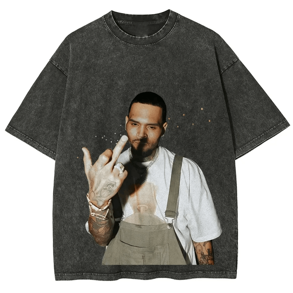T-Shirt Chris Brown Unisex Fit Washed Daily Outdoor Sports | TIDESENCE