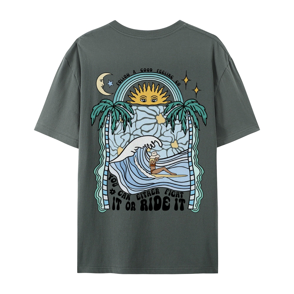 Unisex Surf Beach Casual Short Sleeve T-Shirt