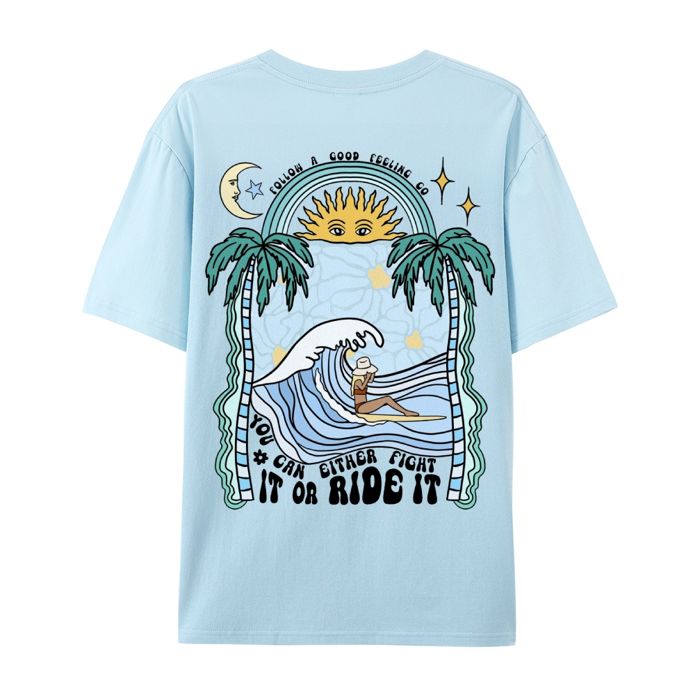 Unisex Surf Beach Casual Short Sleeve T-Shirt