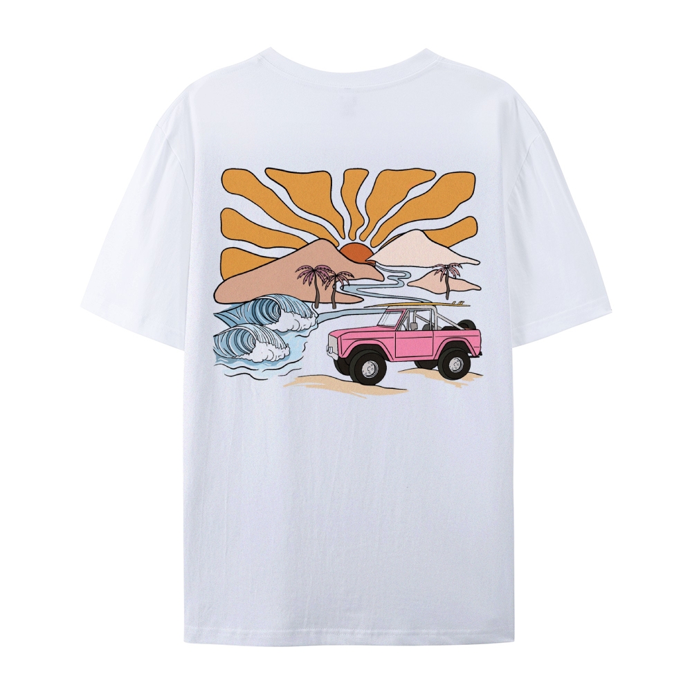 Unisex Surf Beach Casual Short Sleeve T-Shirt