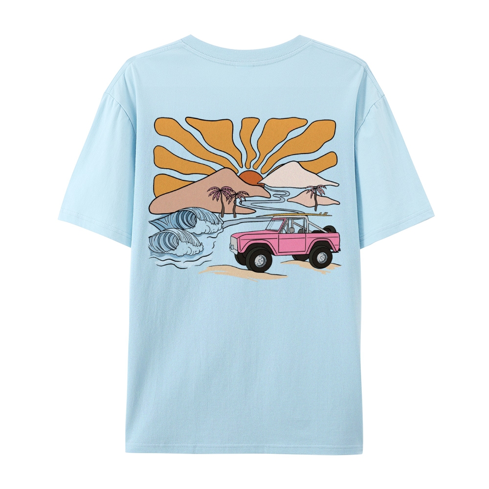 Unisex Surf Beach Casual Short Sleeve T-Shirt