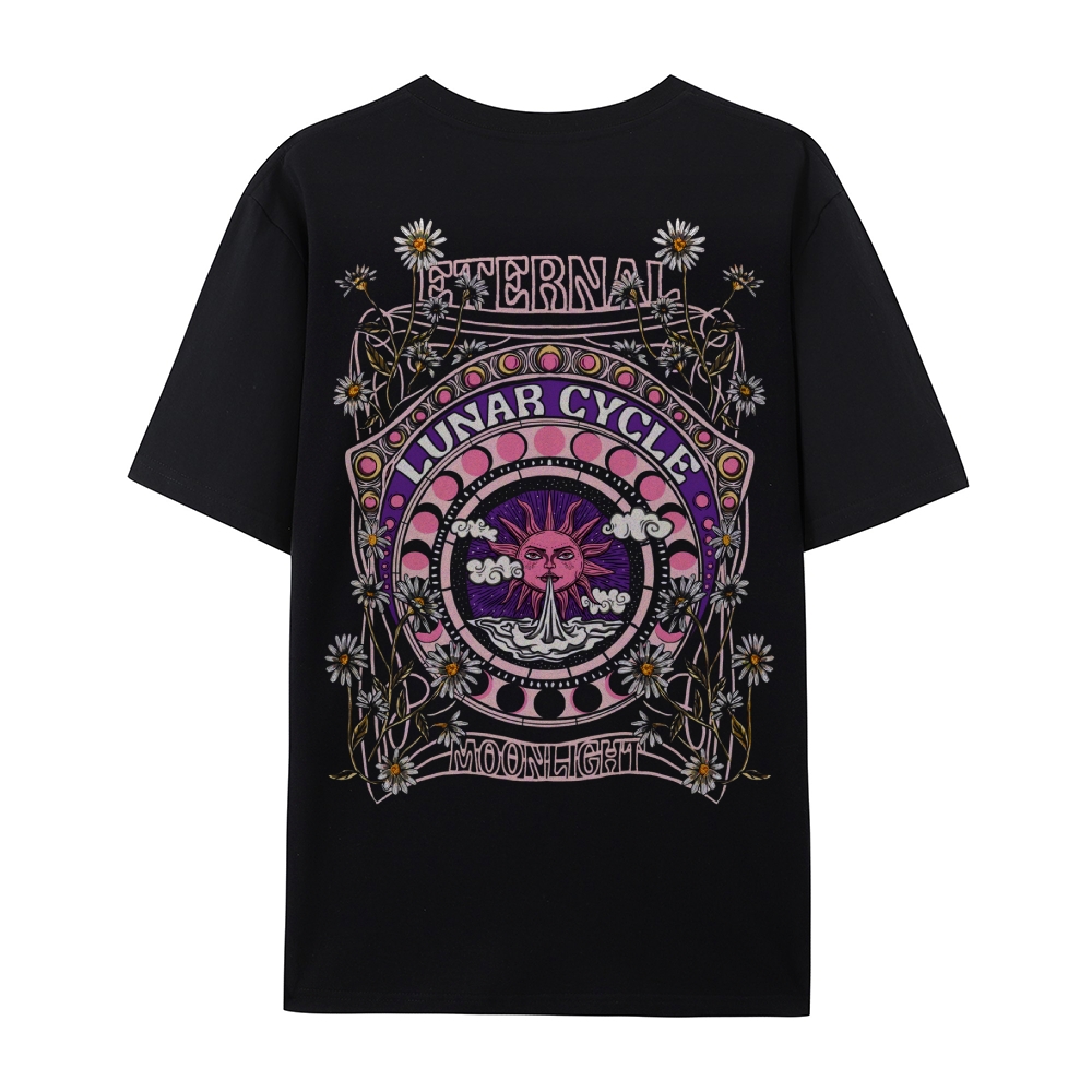 Casual Crew Neck Hippie Sun T-Shirt