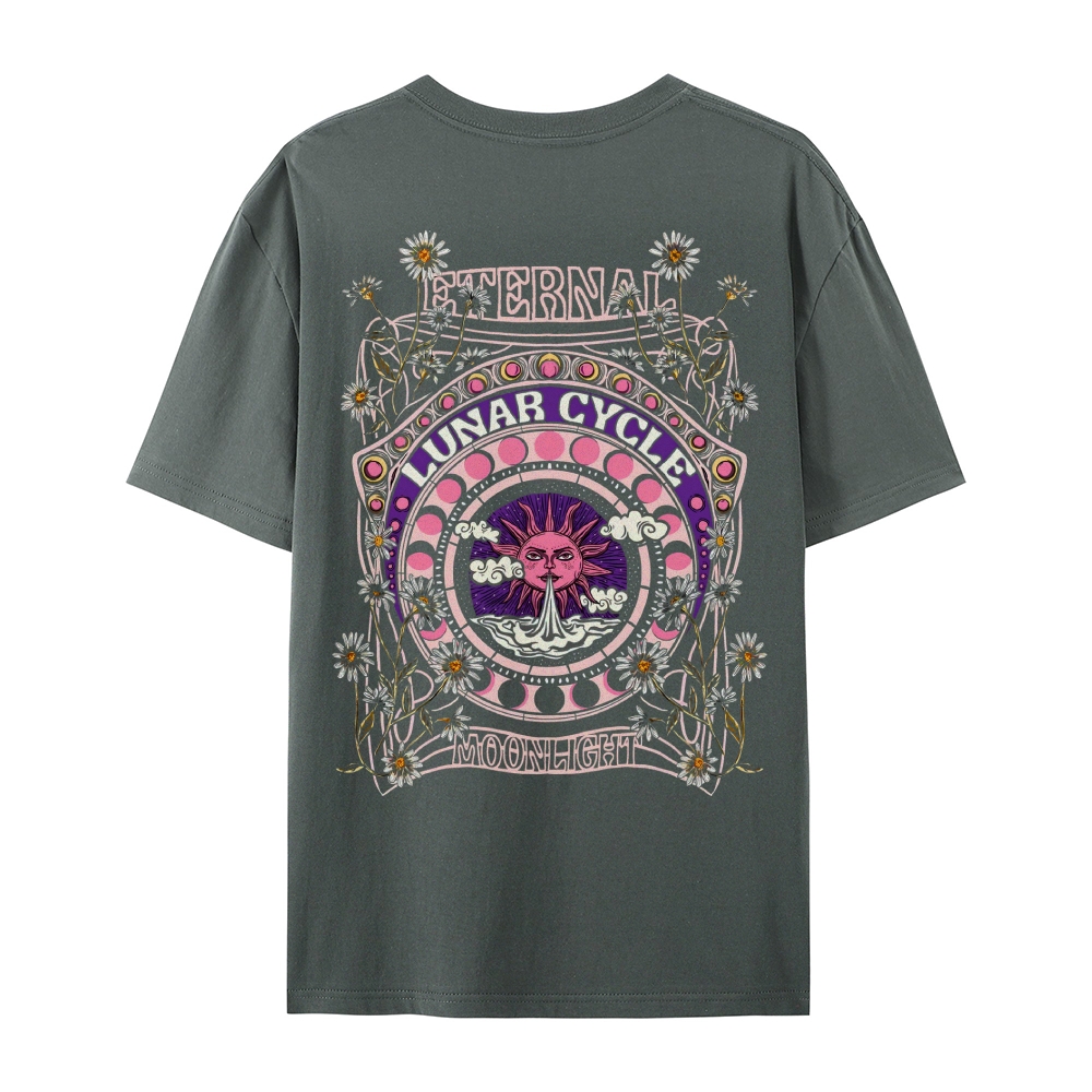 Casual Crew Neck Hippie Sun T-Shirt