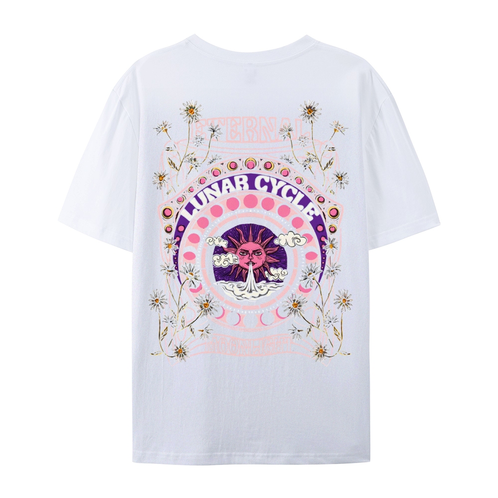 Casual Crew Neck Hippie Sun T-Shirt