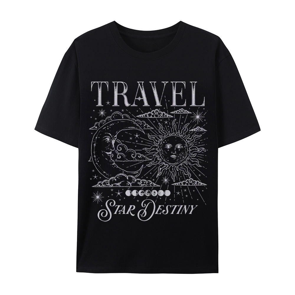 Cotton T-Shirt | Hippie Sun Casual Short Sleeve TEE | TIDESENCE