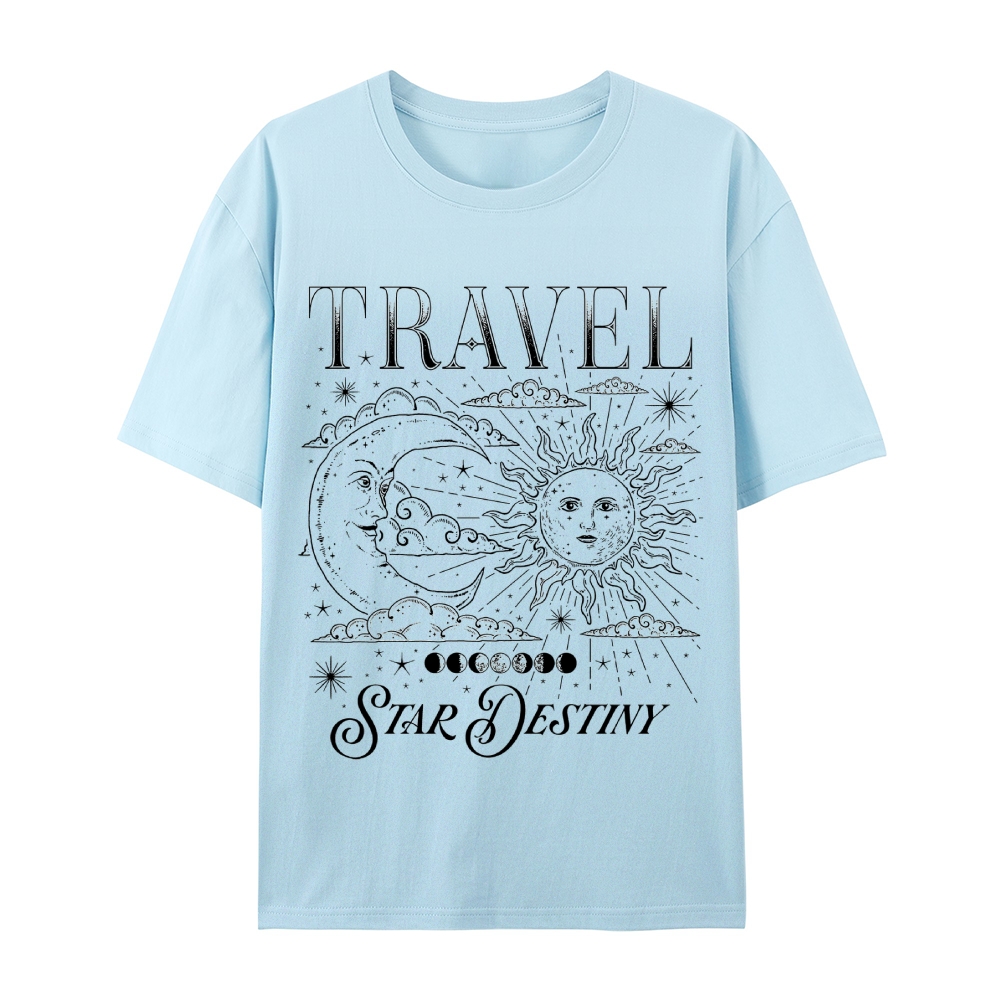 Cotton T-Shirt | Hippie Sun Casual Short Sleeve TEE | TIDESENCE