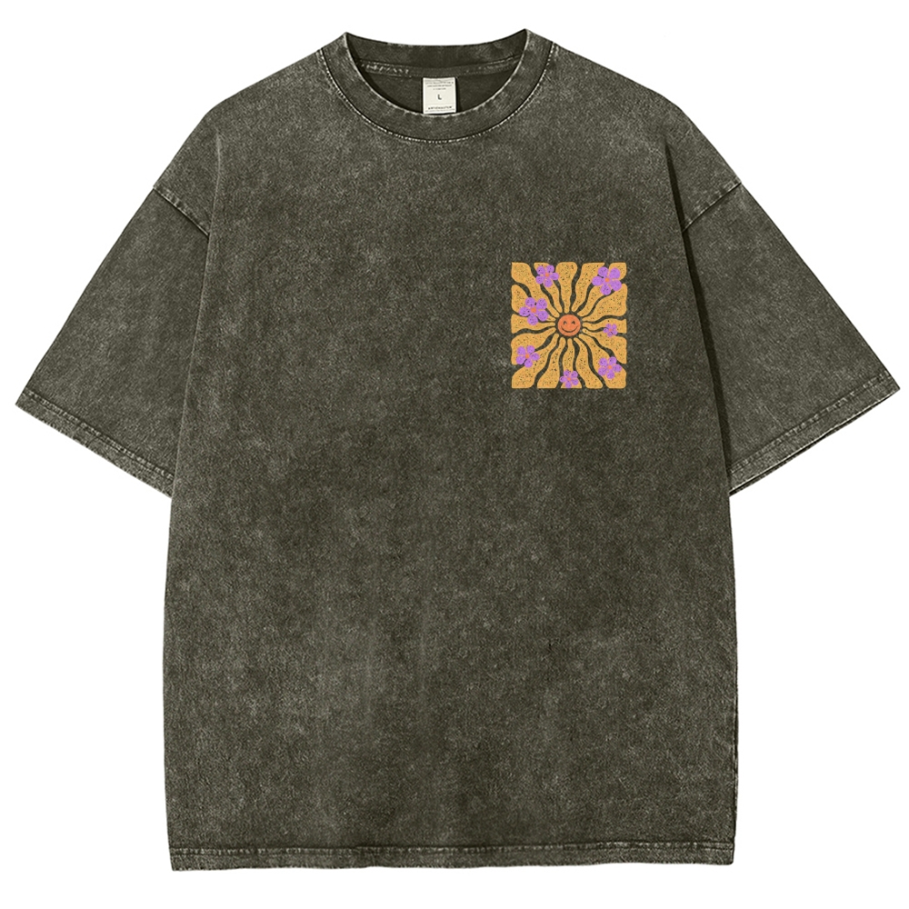 Washed T-Shirt | Hippie Sun Unisex Fit | TIDESENCE