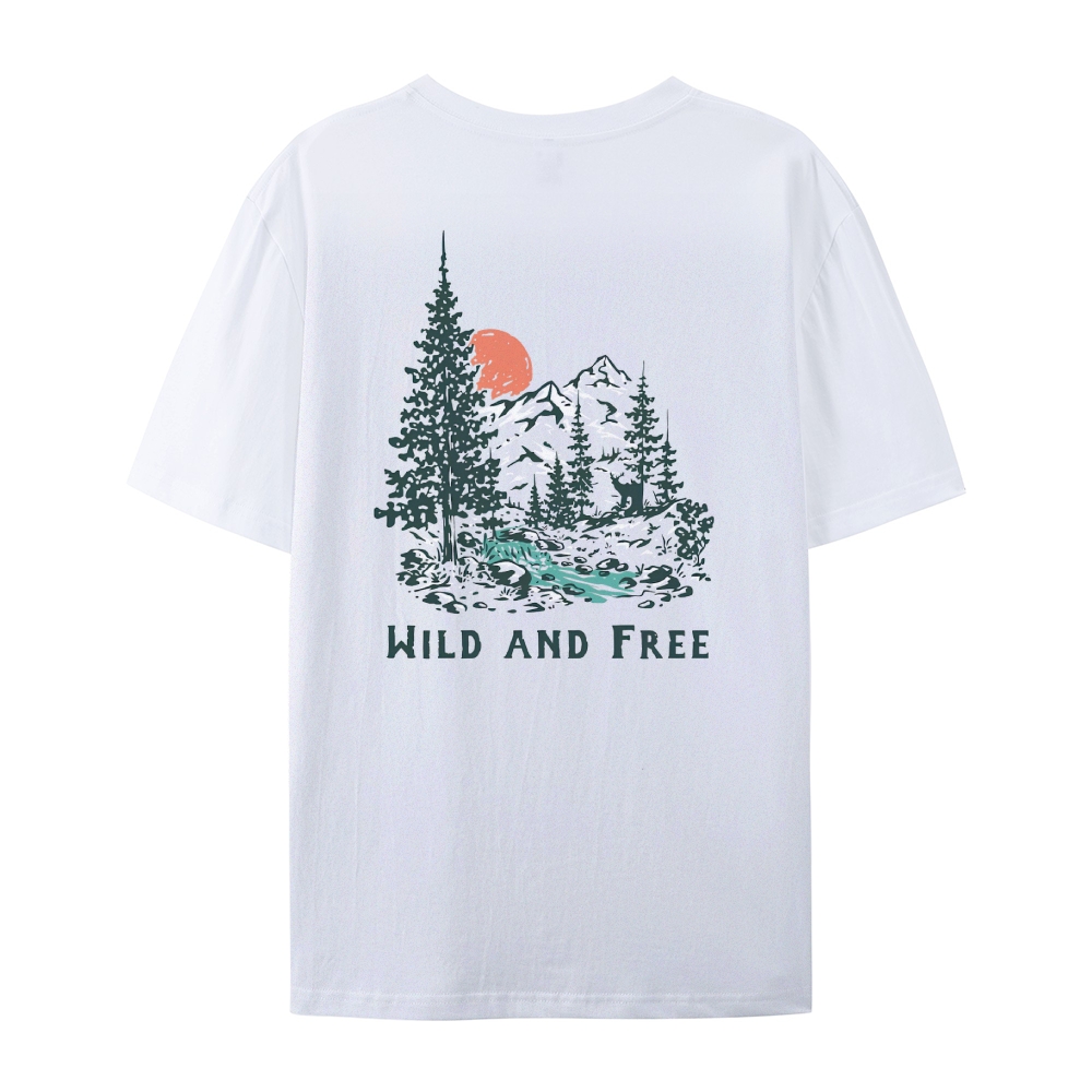 Cotton T-Shirt | Forest Wild And Free Casual Short Sleeve | TIDESENCE
