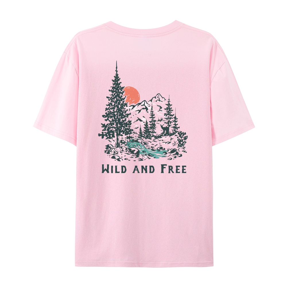 Cotton T-Shirt | Forest Wild And Free Casual Short Sleeve | TIDESENCE