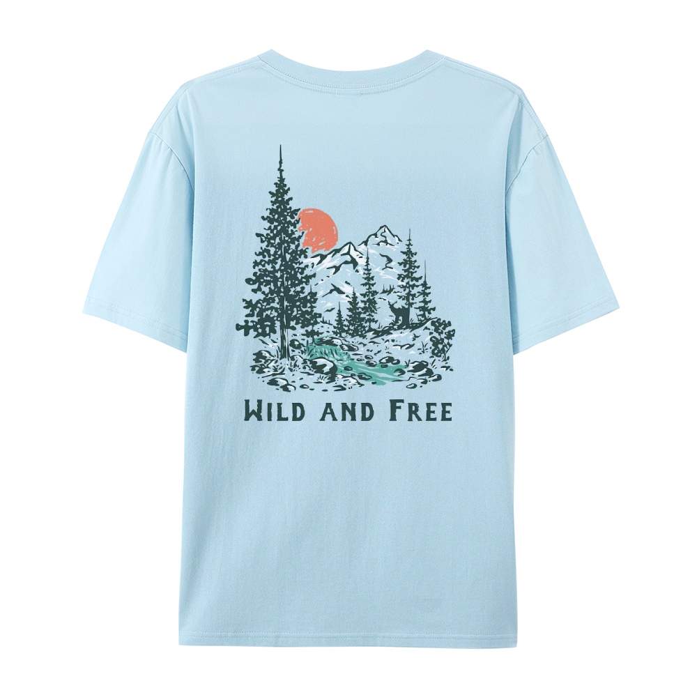 Cotton T-Shirt | Forest Wild And Free Casual Short Sleeve | TIDESENCE