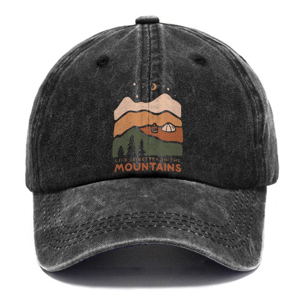 Baseball Cap | Landscape Life In The Mountains Vintage Washed Cap | TIDESENCE