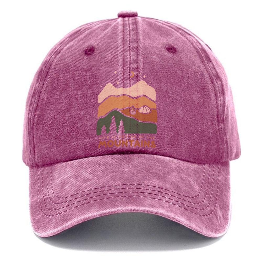 Baseball Cap | Landscape Life In The MounUnisex Vintage Casual Washed