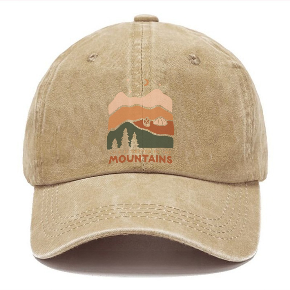 Baseball Cap | Landscape Life In The MounUnisex Vintage Casual Washed